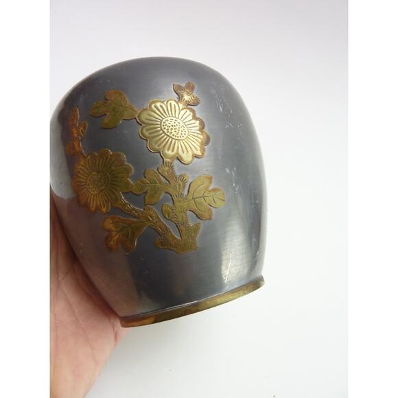 Vintage Pewter Brass Ginger Jar Cherry Blossoms - Picture 5 of 5